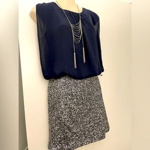 Silk top sequins skirt dress